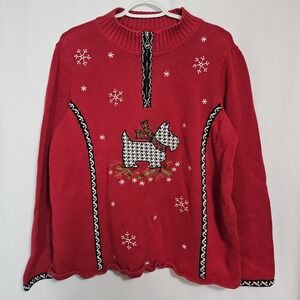 Scottie Dog Fair Isle‎ Holiday Sweater Cozy Kitschy Christmas Knit XL